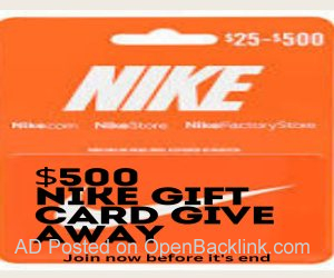 Free $500 Nike gift card give away